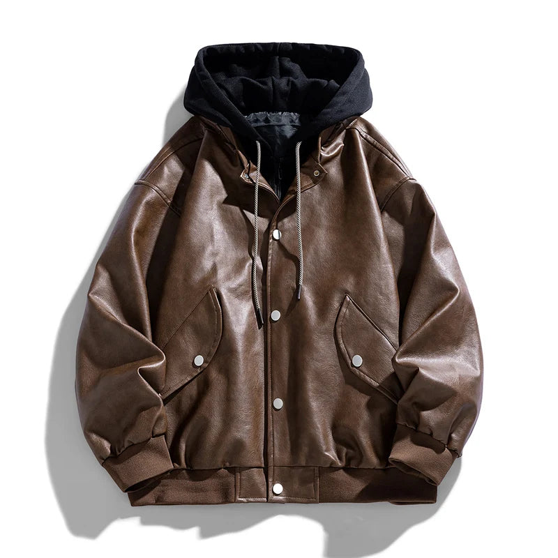 Marvelle Hooded Leather Bomber