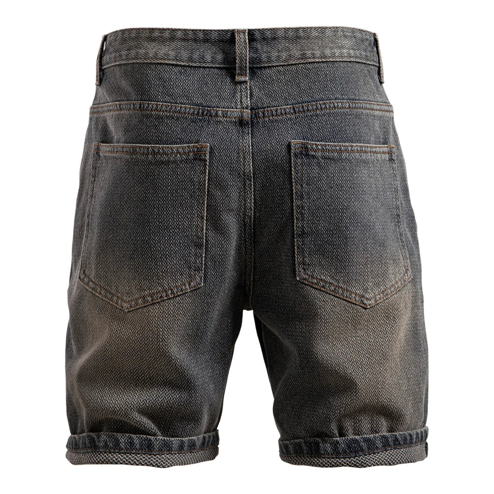 Lucien Herringbone Denim Shorts