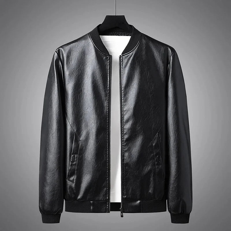 Davenport Noir Leather Bomber Jacket
