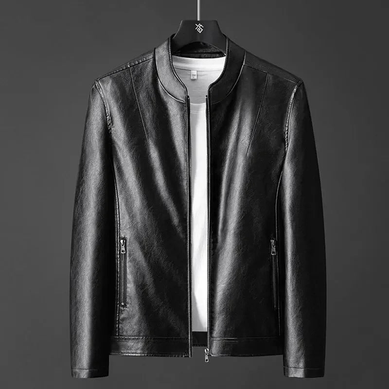 Carrington Leather Stand Collar Jacket