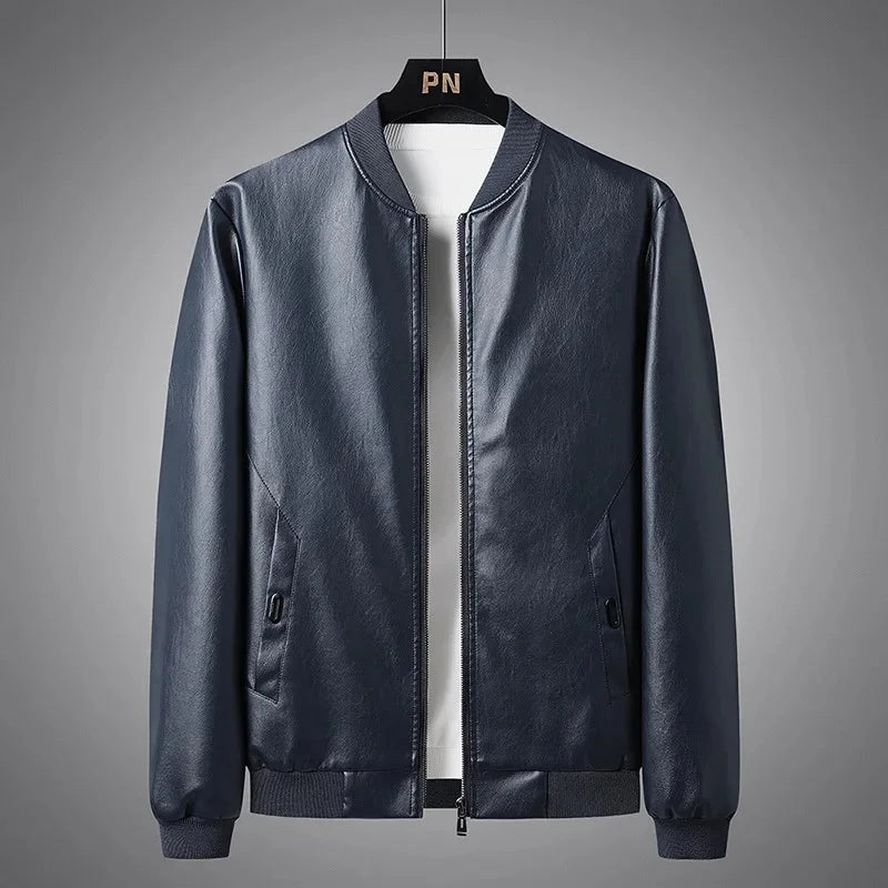 Davenport Noir Leather Bomber Jacket