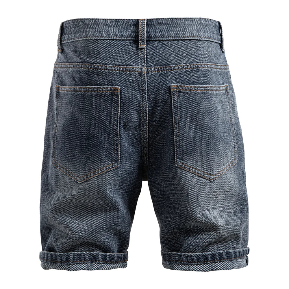 Lucien Herringbone Denim Shorts